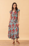 Sedona Dress, Long, Cap Sleeve, Passion Flower