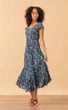 Sedona Dress, Long, Cap Sleeve, Indigo Lily