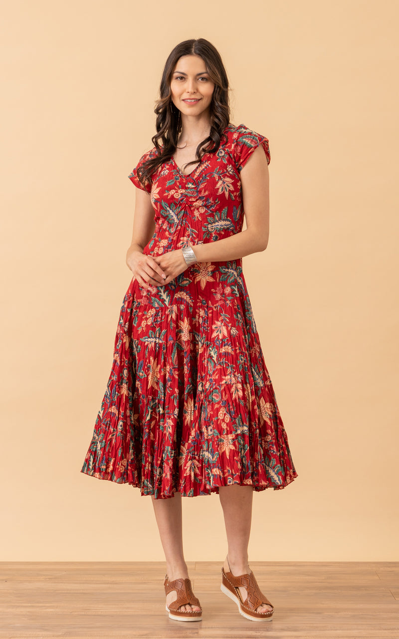 Paloma Dress, Long, Cap Sleeve, Bombay Red