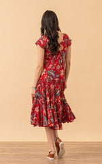 Paloma Dress, Long, Cap Sleeve, Bombay Red