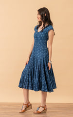 Paloma Dress, Long, Cap Sleeve, Tula Indigo