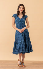 Paloma Dress, Long, Cap Sleeve, Tula Indigo