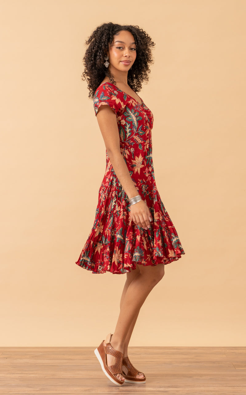 Paloma Dress, Short, Cap Sleeve, Bombay Red