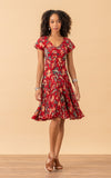 Paloma Dress, Short, Cap Sleeve, Bombay Red