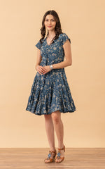 Paloma Dress, Short, Cap Sleeve, Indigo Lily