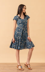 Paloma Dress, Short, Cap Sleeve, Indigo Lily