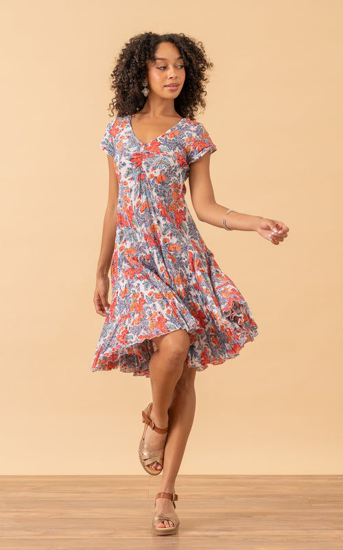 Paloma Dress, Short, Cap, Garden Floral