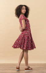 Paloma Dress, Short, Cap Sleeve, Wildflower Red