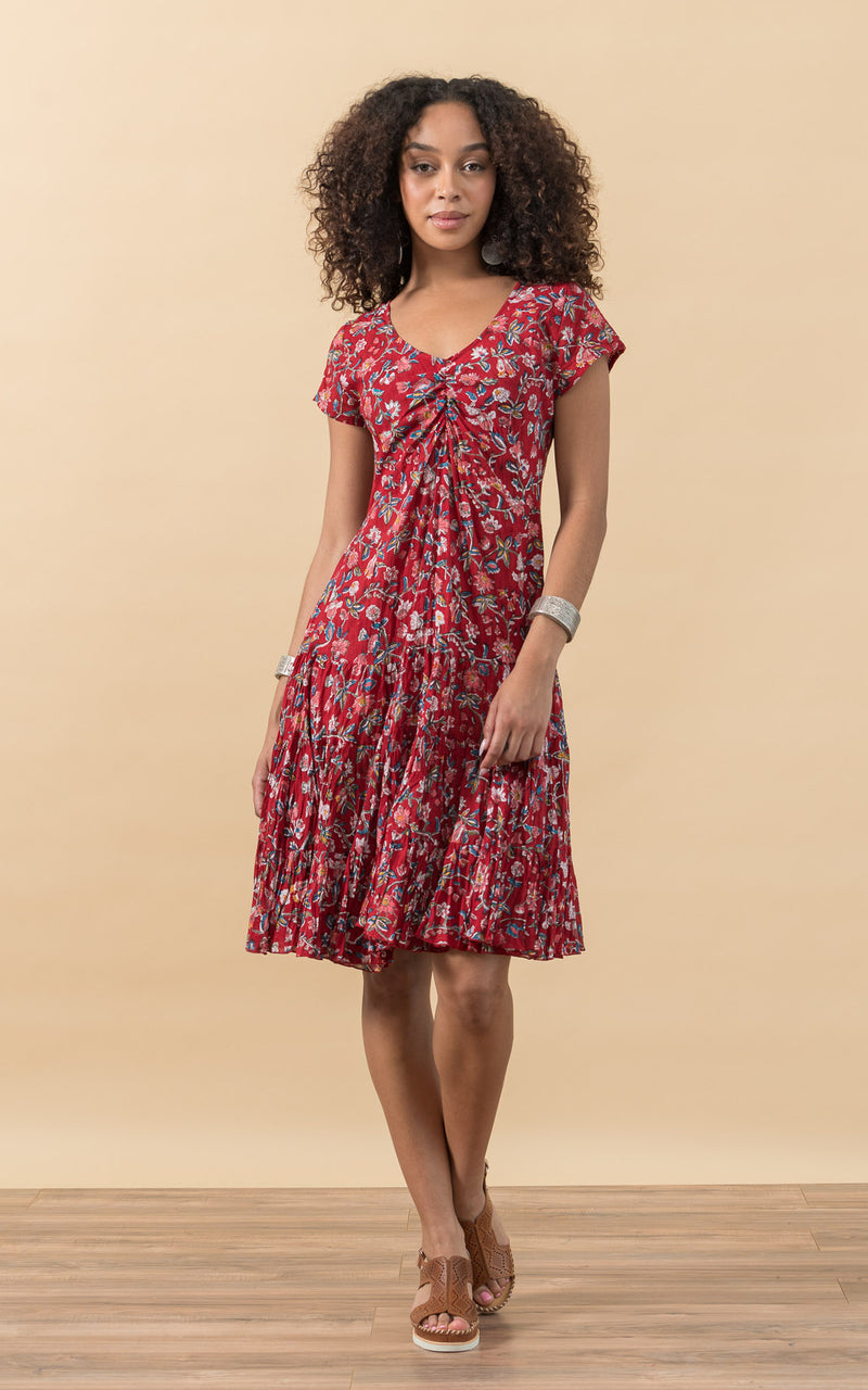 Paloma Dress, Short, Cap Sleeve, Wildflower Red