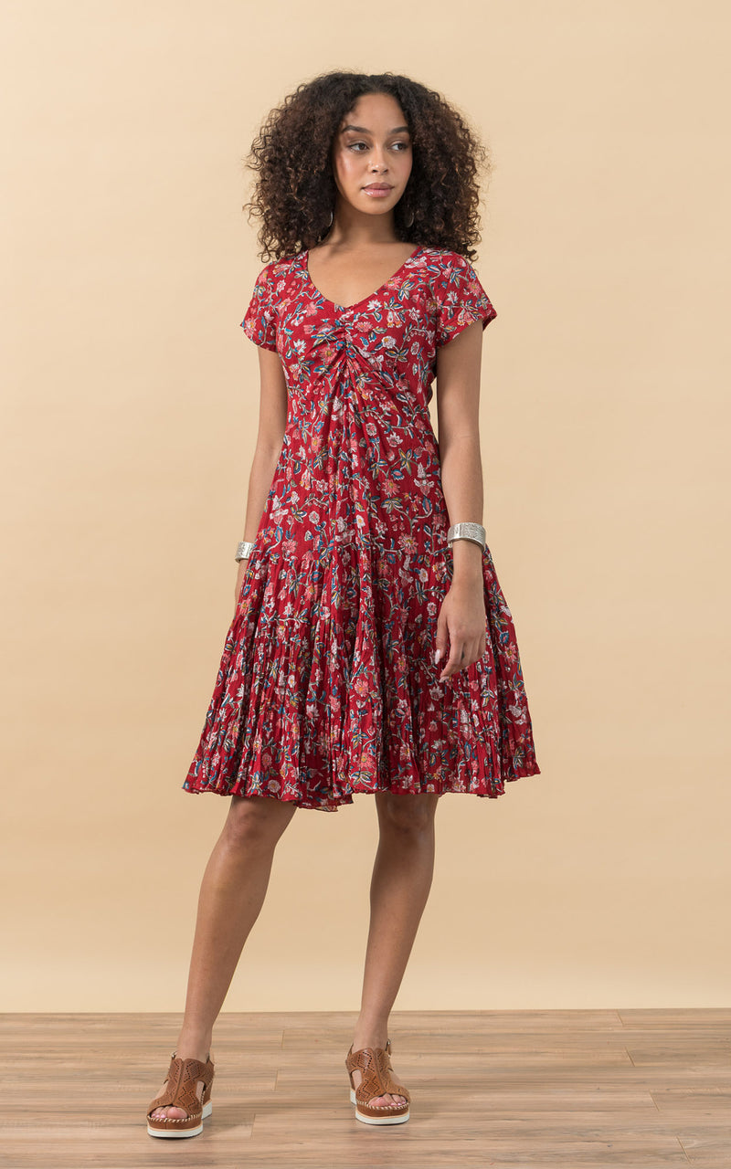 Paloma Dress, Short, Cap Sleeve, Wildflower Red