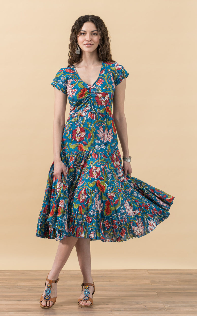 Paloma Dress, Long, Cap Sleeve, Zara Turquoise Passementrie Paloma Dress, Long, Cap Sleeve, Zara Turquoise Passementrie