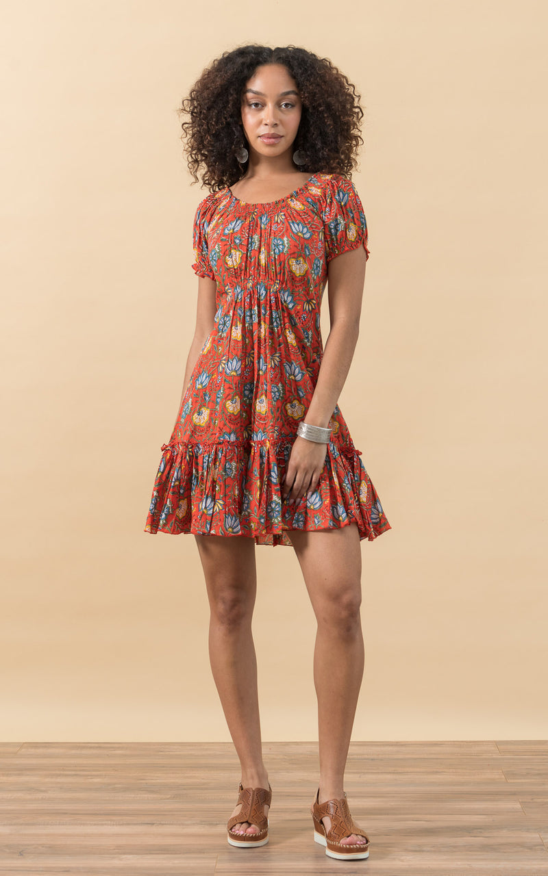 orange floral dress short orange dress short Floral Print Orange Tie Front Flowy Summer Dress Short Sleeve for Women ALILANG