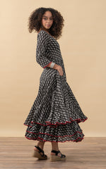 Santa Fe Dress, Long, 3/4 Sleeve, Amina Black