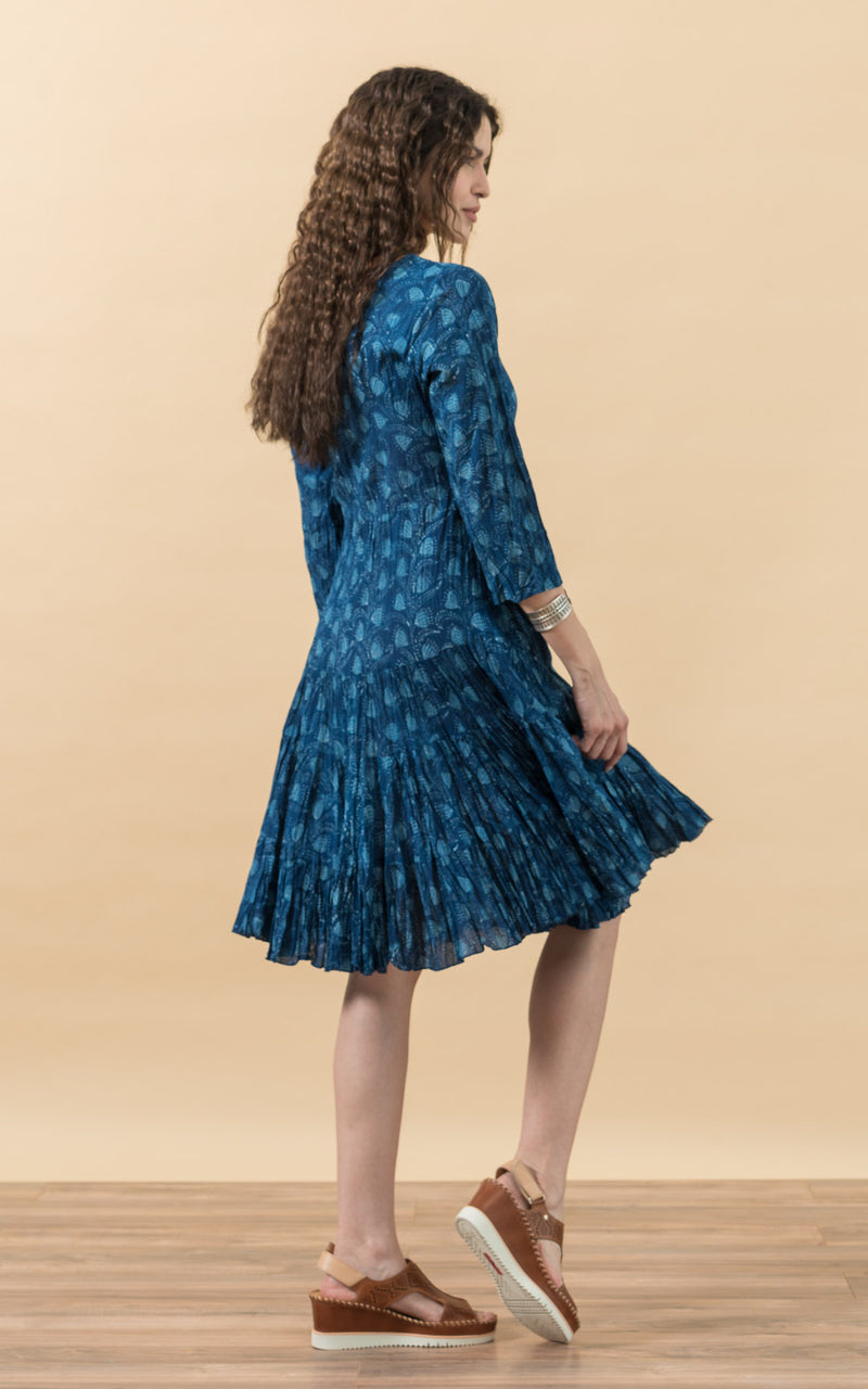 Paloma Dress, Short, 3/4 Sleeve, Tula Indigo