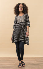 Nomi Dress, Short, 3/4 Sleeve, Amina Black