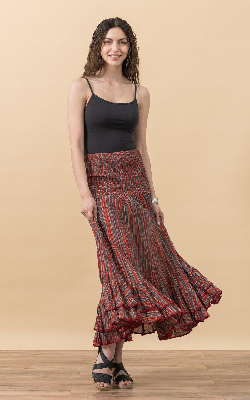 Macarena Skirt, Long, Taos Stripe