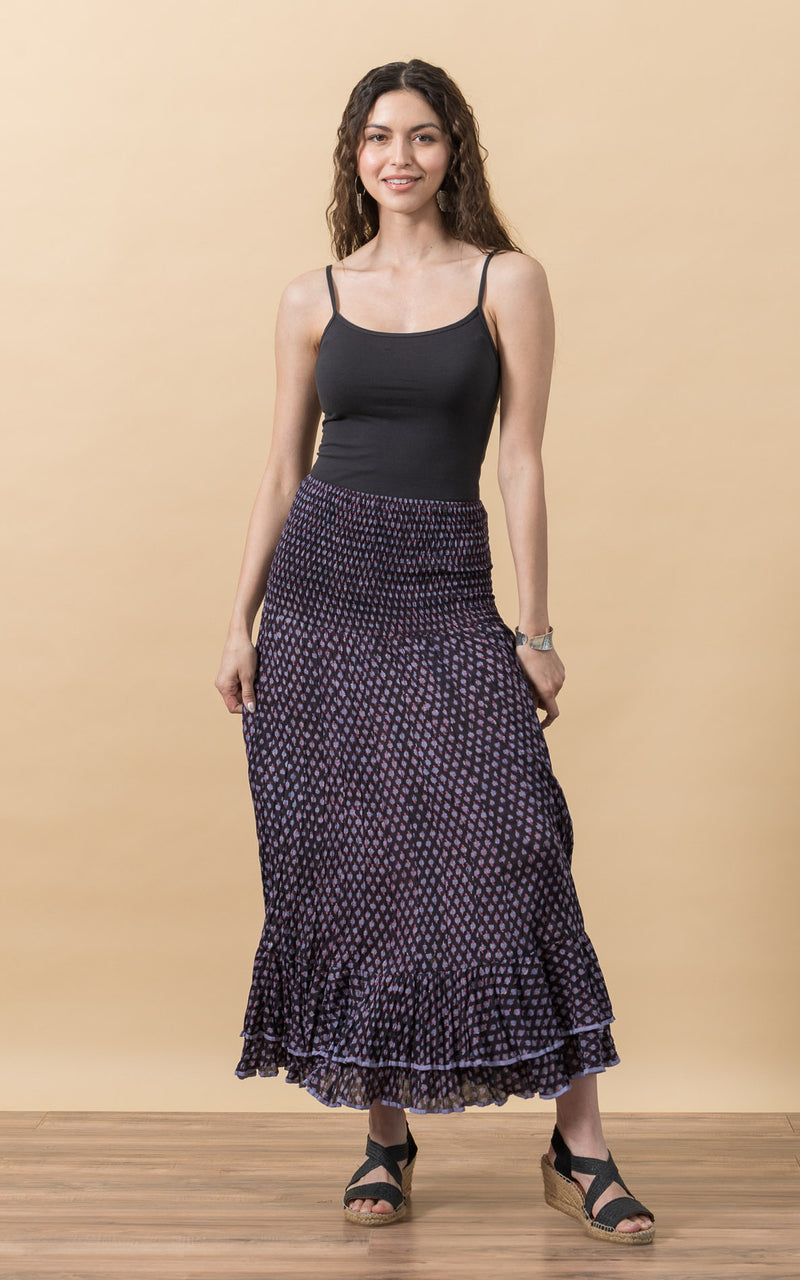 Macarena Skirt, Long, Violet Calico