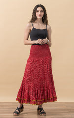 Macarena Skirt, Long, Scarlet Calico