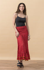Macarena Skirt, Long, Scarlet Calico