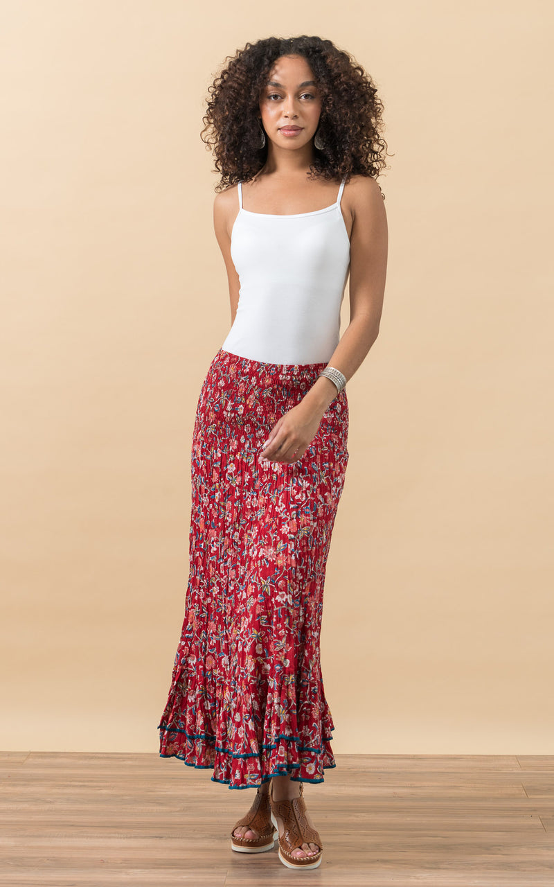 Macarena Skirt, Long, Wildflower Red