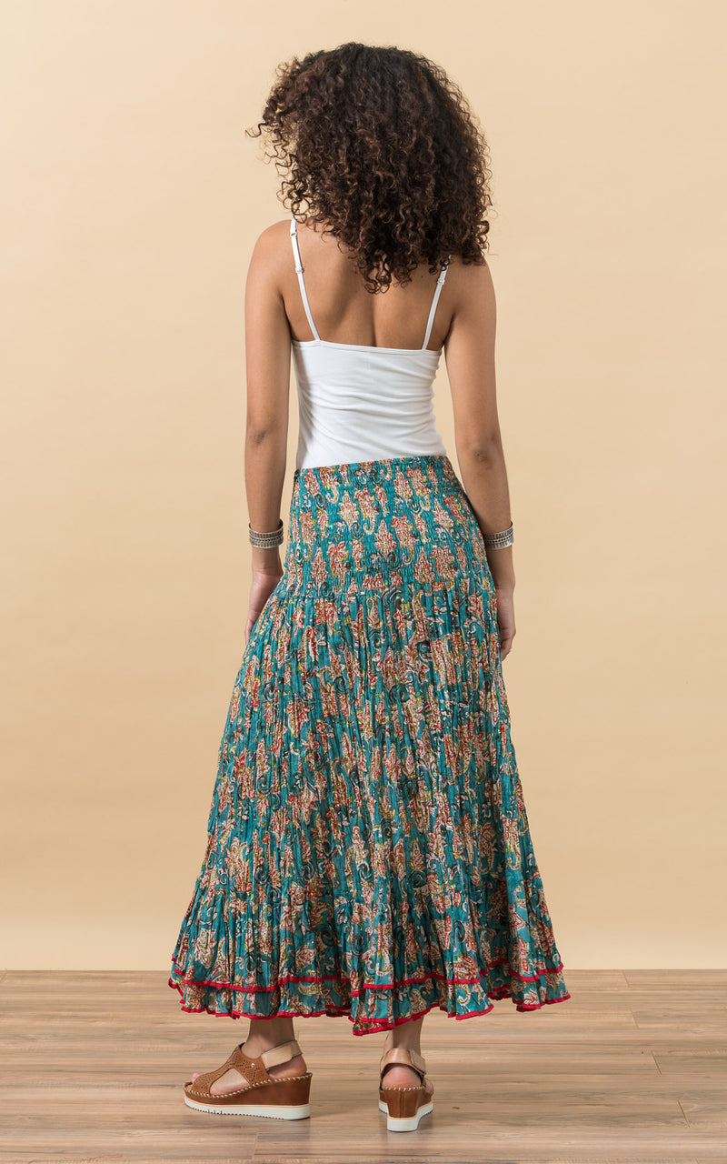Macarena Skirt, Long, Lime Paisley