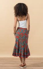 Macarena Skirt, Short, Turquoise & Orange Rose