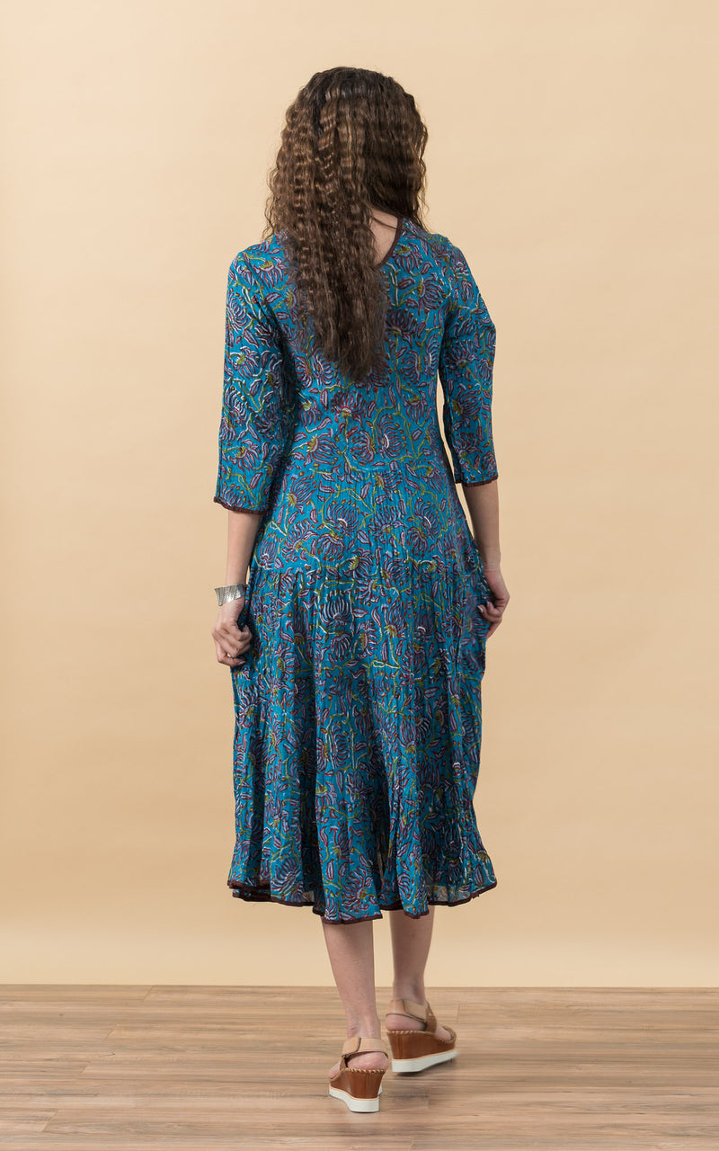 long sleeve egyptian dress Santa Fe Dress, Long, 3/4 Sleeve, Egyptian Floral Passementrie