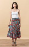 Macarena Skirt, Short, Turquoise & Orange Floral