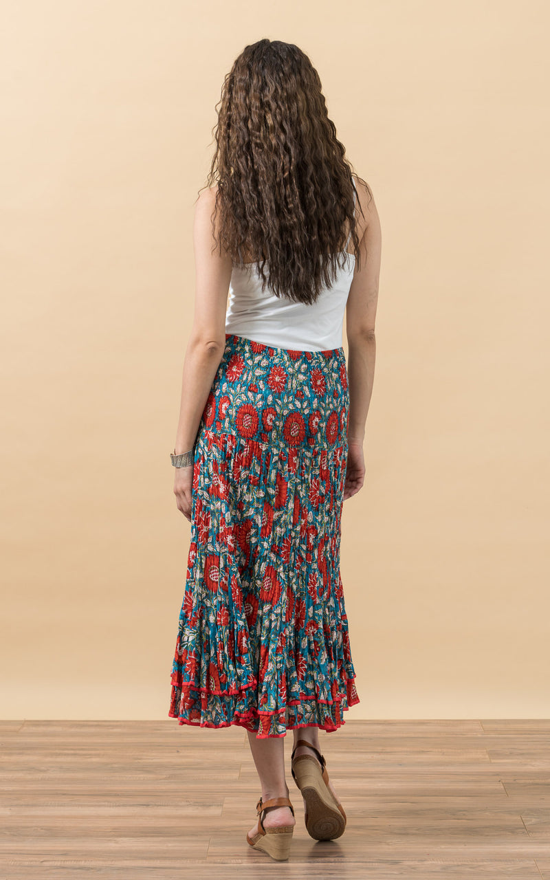 Macarena Skirt, Short, Turquoise & Orange Floral