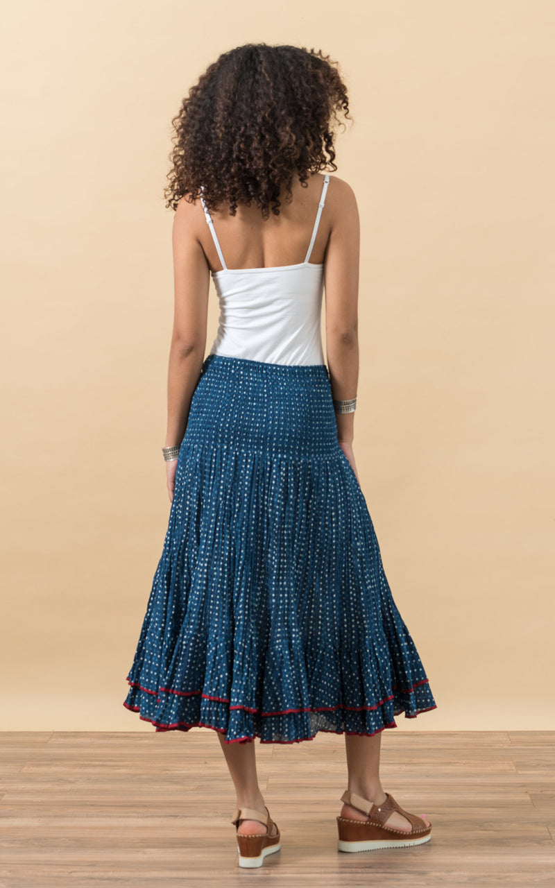 Macarena Skirt, Short, Indigo Dot