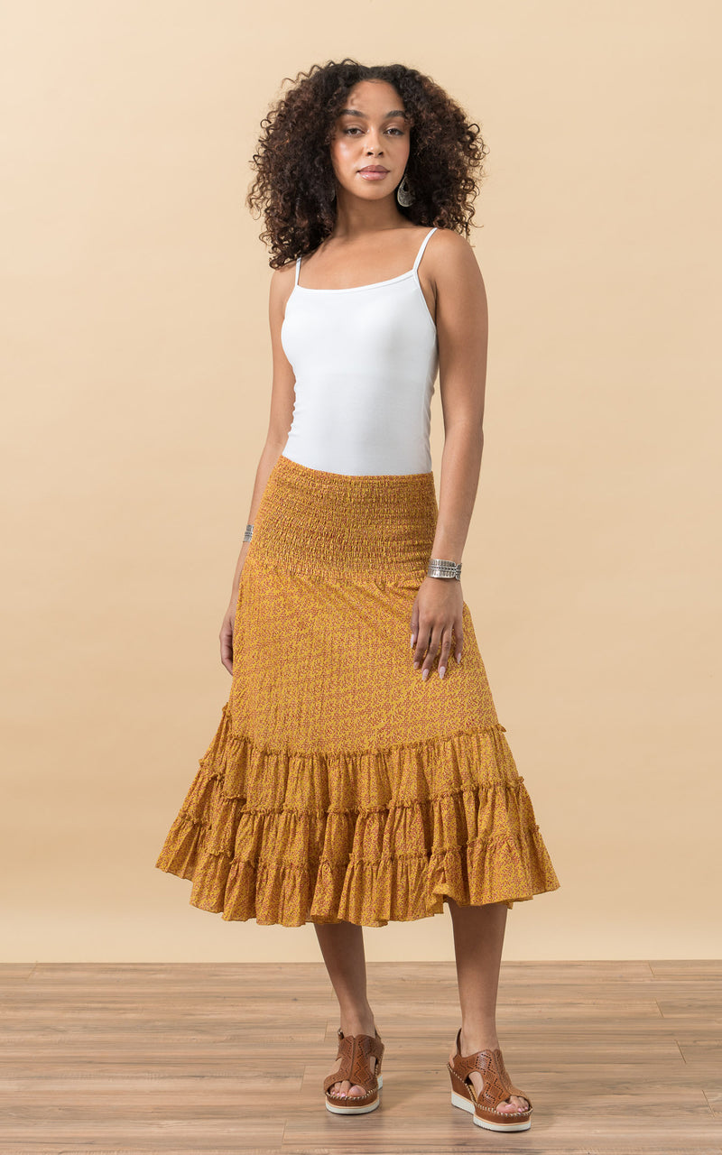 Lola Skirt, Short, Curry Calico