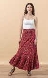 Lola Skirt, Long, Wildflower Red