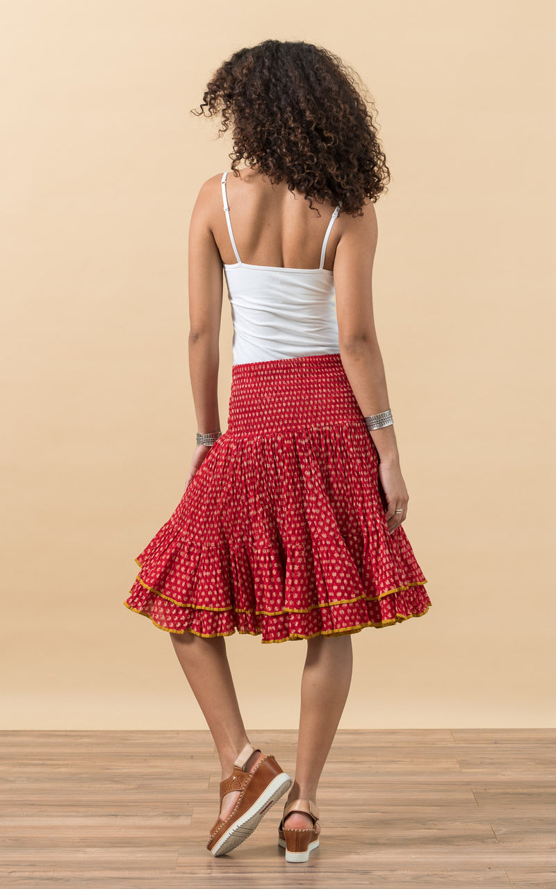Macarena Skirt, Mini, Scarlet Calico