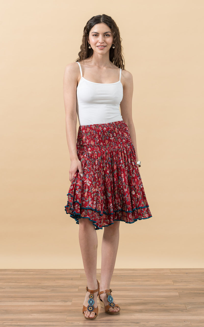 Macarena Skirt, Mini, Wildflower Red