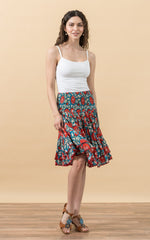 Macarena Skirt, Mini, Turquoise & Orange Floral