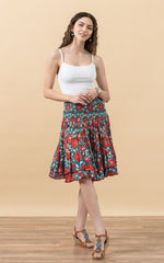 Macarena Skirt, Mini, Turquoise & Orange Floral