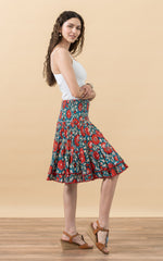 Macarena Skirt, Mini, Turquoise & Orange Floral
