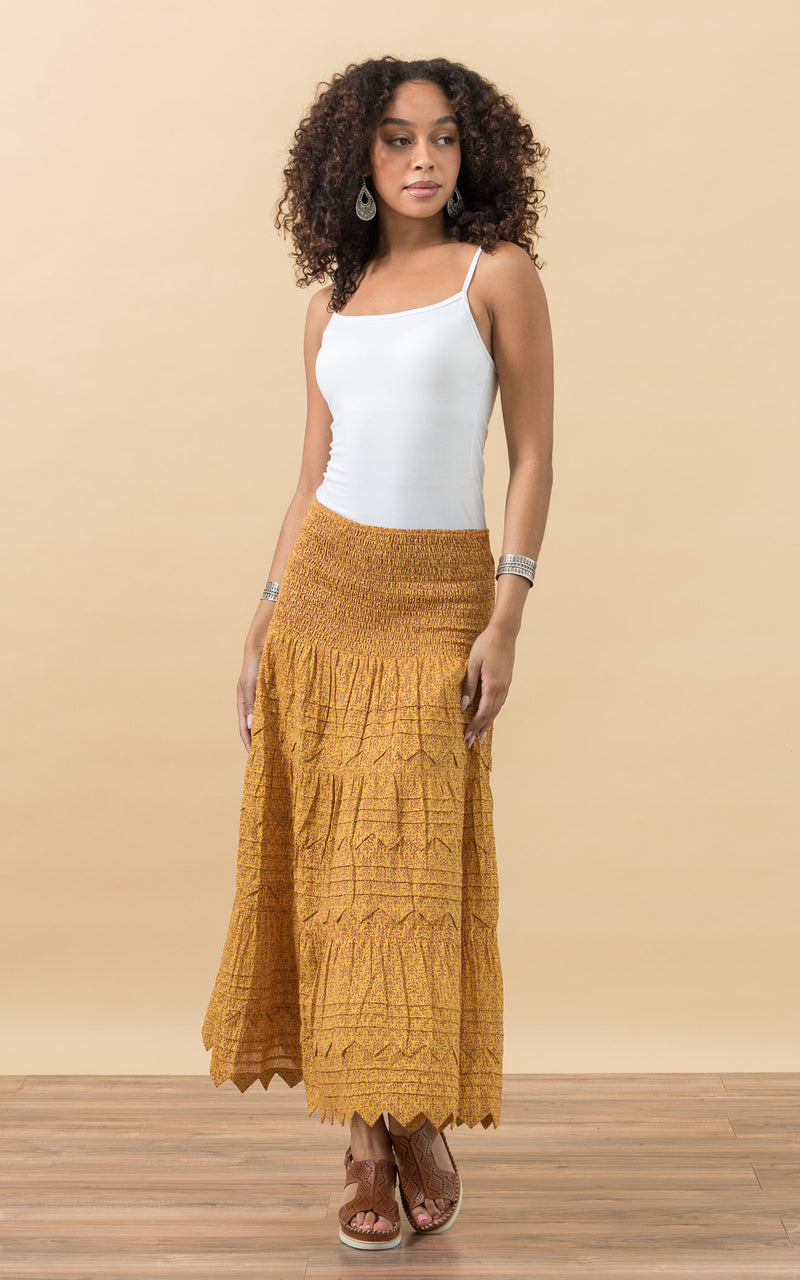 Pico Skirt, Short, Curry Calico