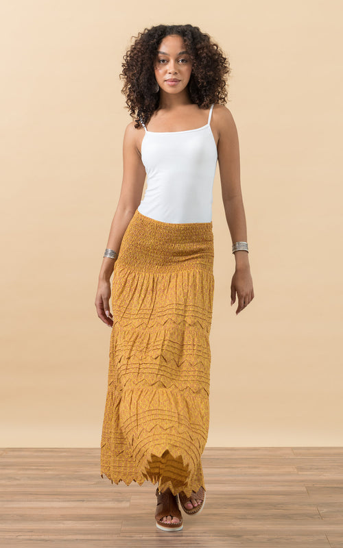 Pico Skirt, Long, Curry Calico