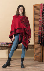 Alpaca Ruana, Ica,  Red & Black