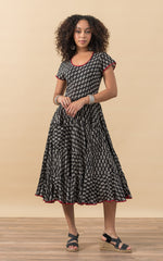 Santa Fe Dress, Long, Cap Sleeve, Amina Black