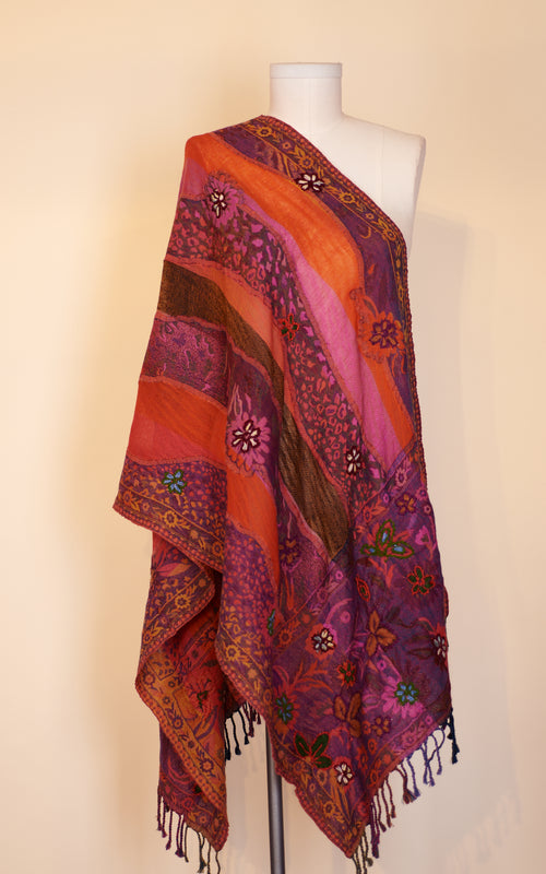 Boiled Wool Shawl, Embroidery, Bliss