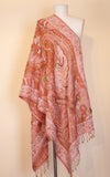 Boiled Wool Shawl, Embroidery, Salmon Rose