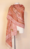 Boiled Wool Shawl, Embroidery, Salmon Rose