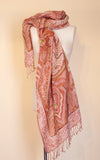 Boiled Wool Shawl, Embroidery, Salmon Rose