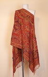 Boiled Wool Shawl, Embroidery, Vermillion