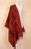 Boiled Wool Shawl, Embroidery, Autumn Vine