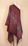 Boiled Wool Shawl, Embroidery, Plush Paisley
