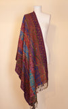 Boiled Wool Shawl, Embroidery, Plush Paisley