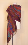 Boiled Wool Shawl, Embroidery, Plush Paisley